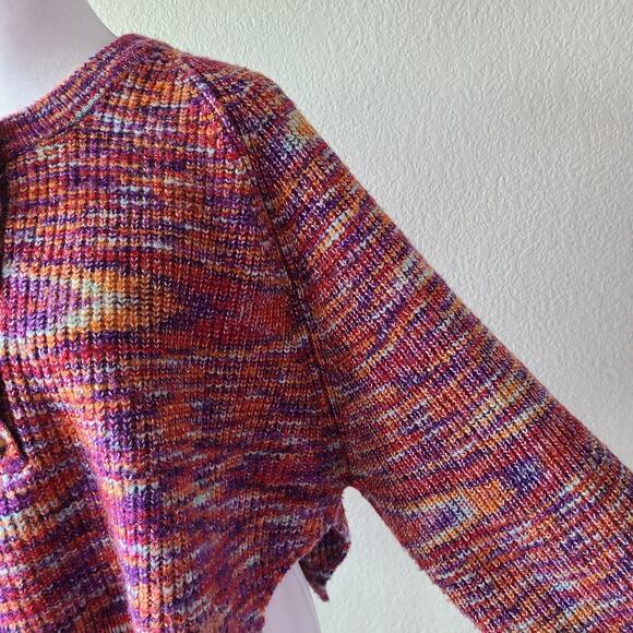 BDG Cropped Henley Womens Sweater Size Medium Tight Knit School Colorful Casual - Picture 3 of 14